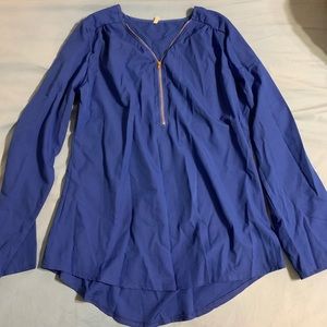 Royal Zipper Long Sleeve Blouse